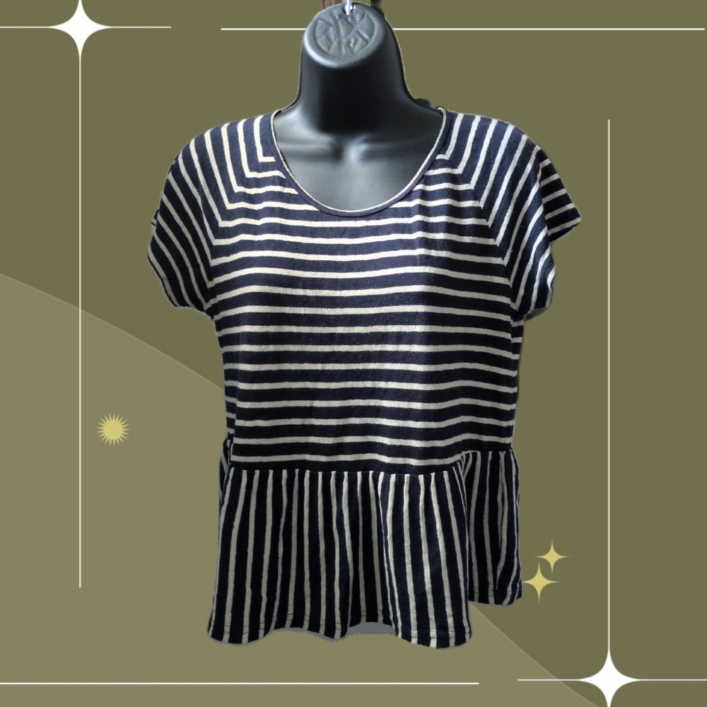 ✨ madewell Striped Swing Panel Peplum Tee Size Xs